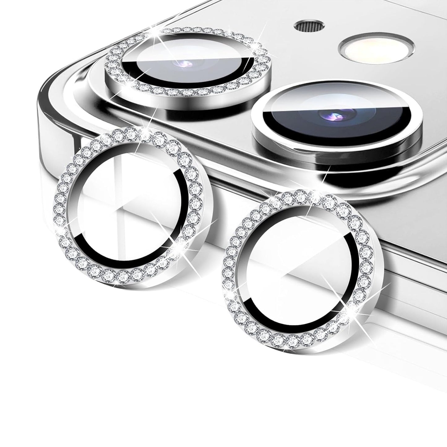 HD Clarity Tempered Glass Camera Lens with Gems for iPhone