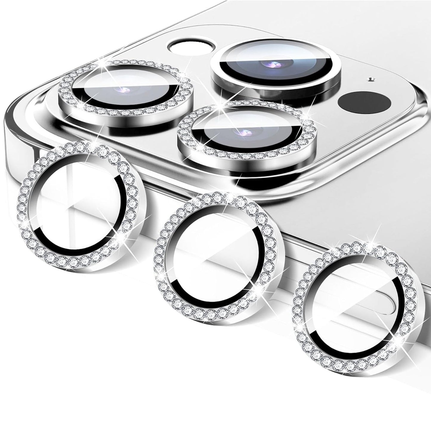HD Clarity Tempered Glass Camera Lens with Gems for iPhone