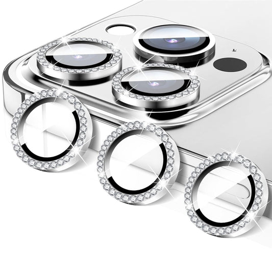 HD Clarity Tempered Glass Camera Lens with Gems for iPhone