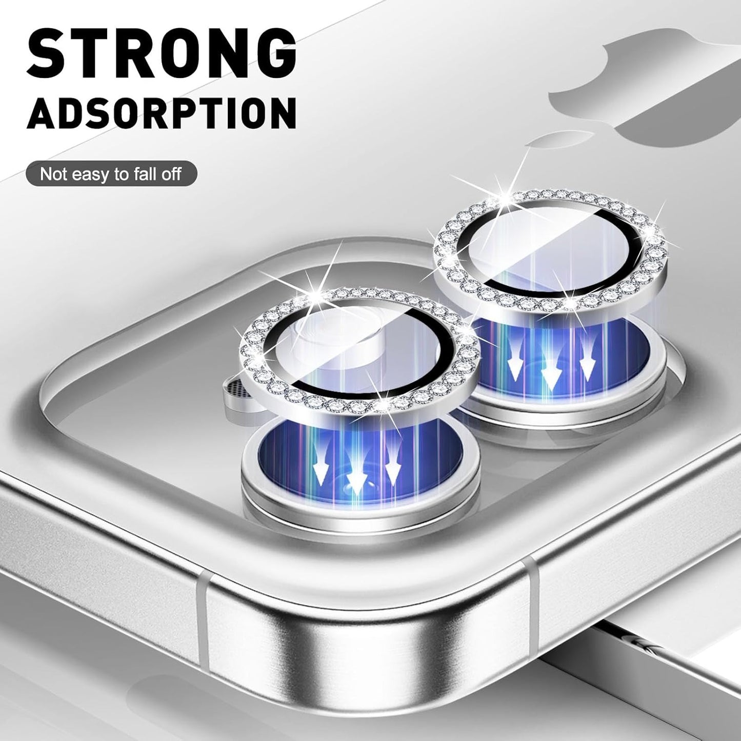 HD Clarity Tempered Glass Camera Lens with Gems for iPhone