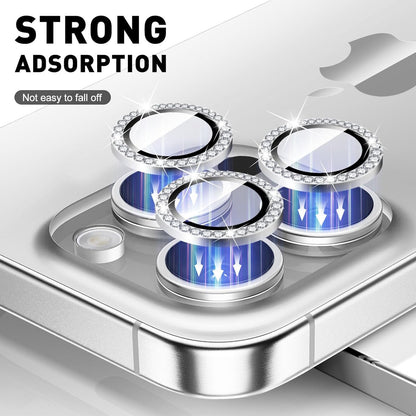 HD Clarity Tempered Glass Camera Lens with Gems for iPhone