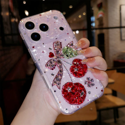 Handmade Minimalist Red Bling Crystals with Cherry For iPhone Case