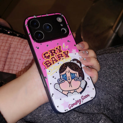 Handmade Minimalism Bling Rhinestone POP MART Crybaby iPhone Case