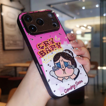 Handmade Minimalism Bling Rhinestone POP MART Crybaby iPhone Case