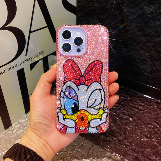 Handmade iPhone Case Luxury Bling Pink Rhinestone Cute Daisy Duck