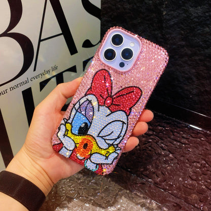 Handmade iPhone Case Luxury Bling Pink Rhinestone Cute Daisy Duck
