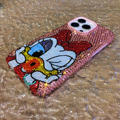 Handmade iPhone Case Luxury Bling Pink Rhinestone Cute Daisy Duck