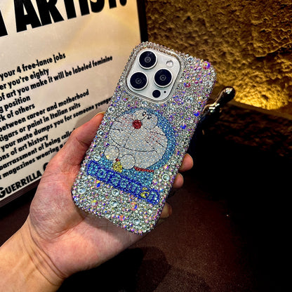 Handgemachte iPhone Hülle Luxus Bling Strass Niedliche Doraemon Hülle