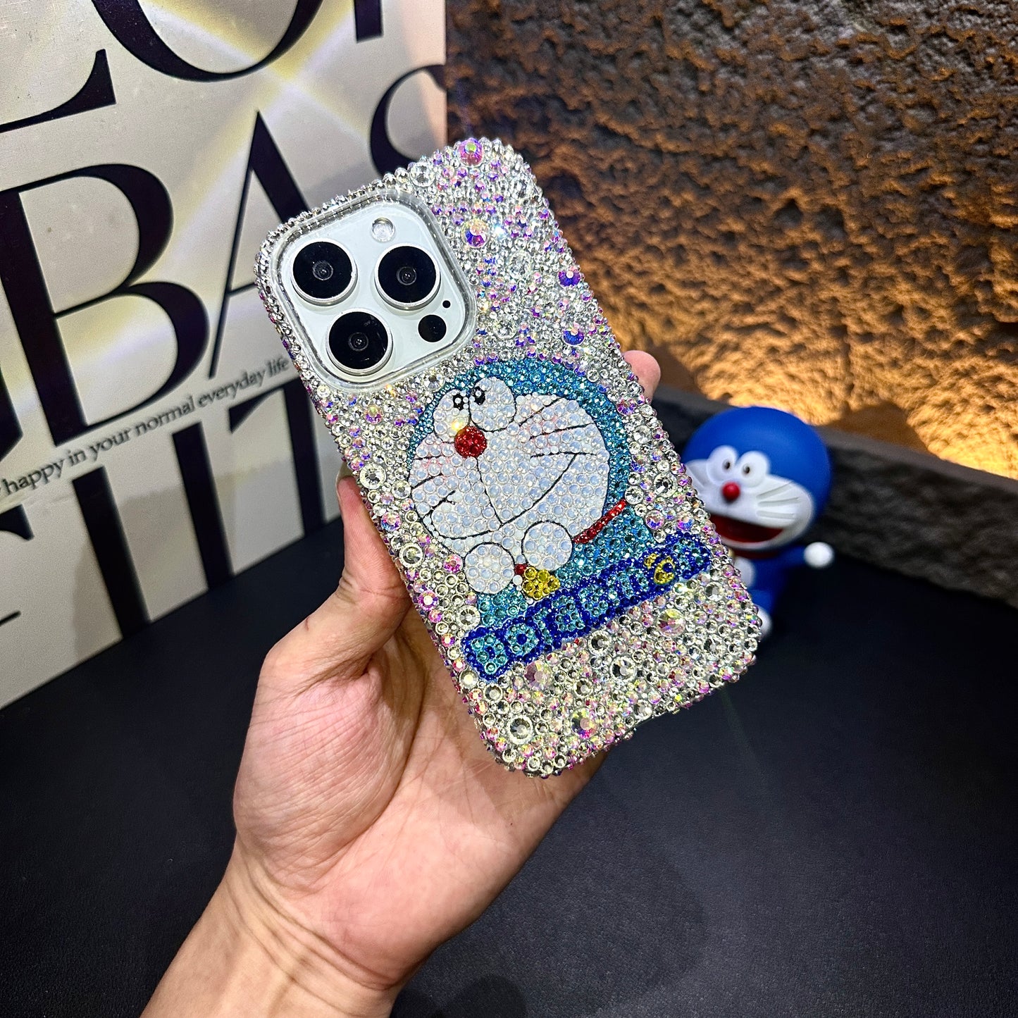 Handgemachte iPhone Hülle Luxus Bling Strass Niedliche Doraemon Hülle