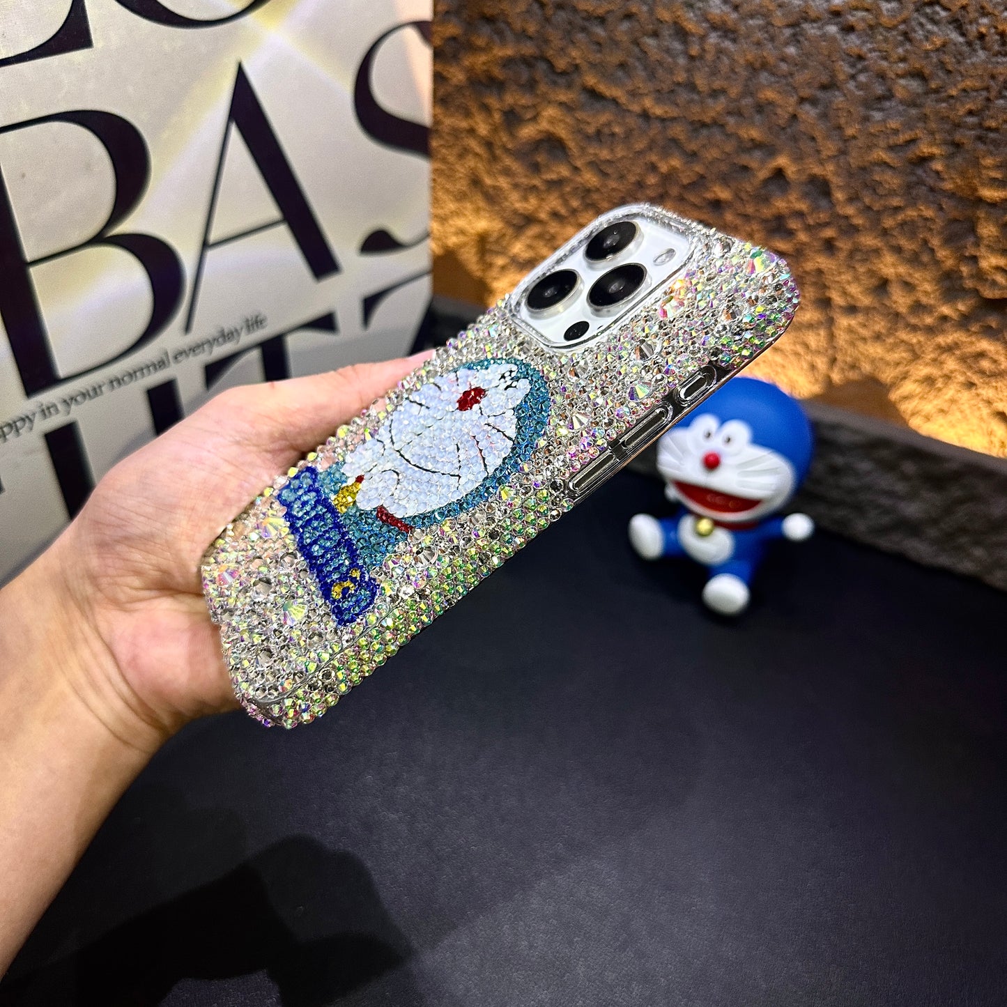 Gorgeous Bling Crystal Cute Doraemon For iPhone Case