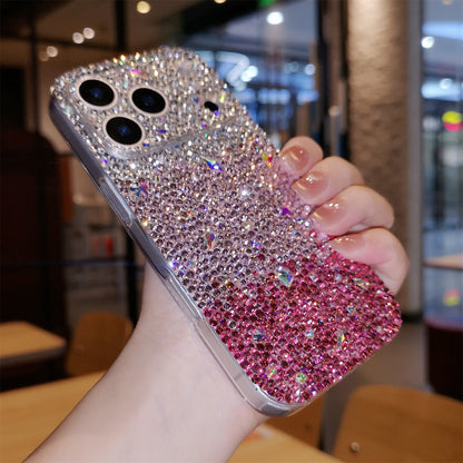 Funda Hecha a Mano para iPhone Samsung Preciosa con Brillo Degradado Rosa de Diamantes de Imitación