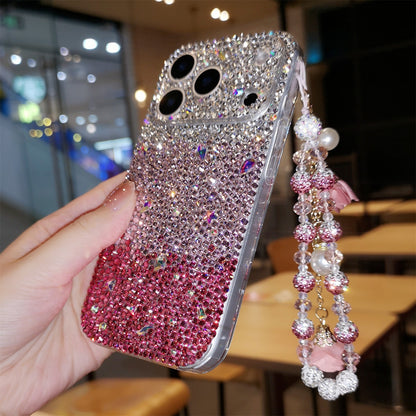 Funda Hecha a Mano para iPhone Samsung Preciosa con Brillo Degradado Rosa de Diamantes de Imitación