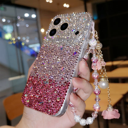 Funda Hecha a Mano para iPhone Samsung Preciosa con Brillo Degradado Rosa de Diamantes de Imitación