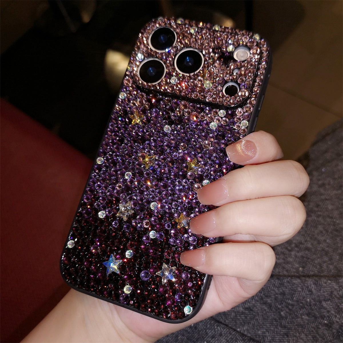 Handmade iPhone Case Luxury Bling Purple Rhinestone Gradient Color