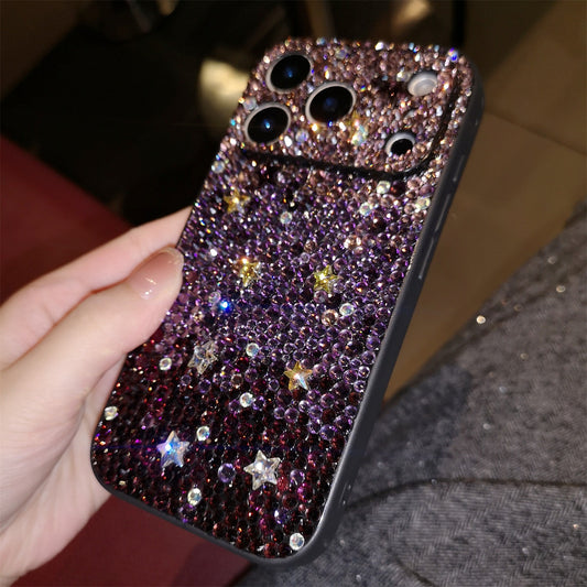 Handmade iPhone Case Luxury Bling Purple Rhinestone Gradient Color