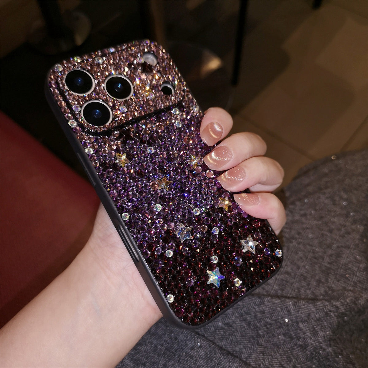 Handmade iPhone Case Luxury Bling Purple Rhinestone Gradient Color