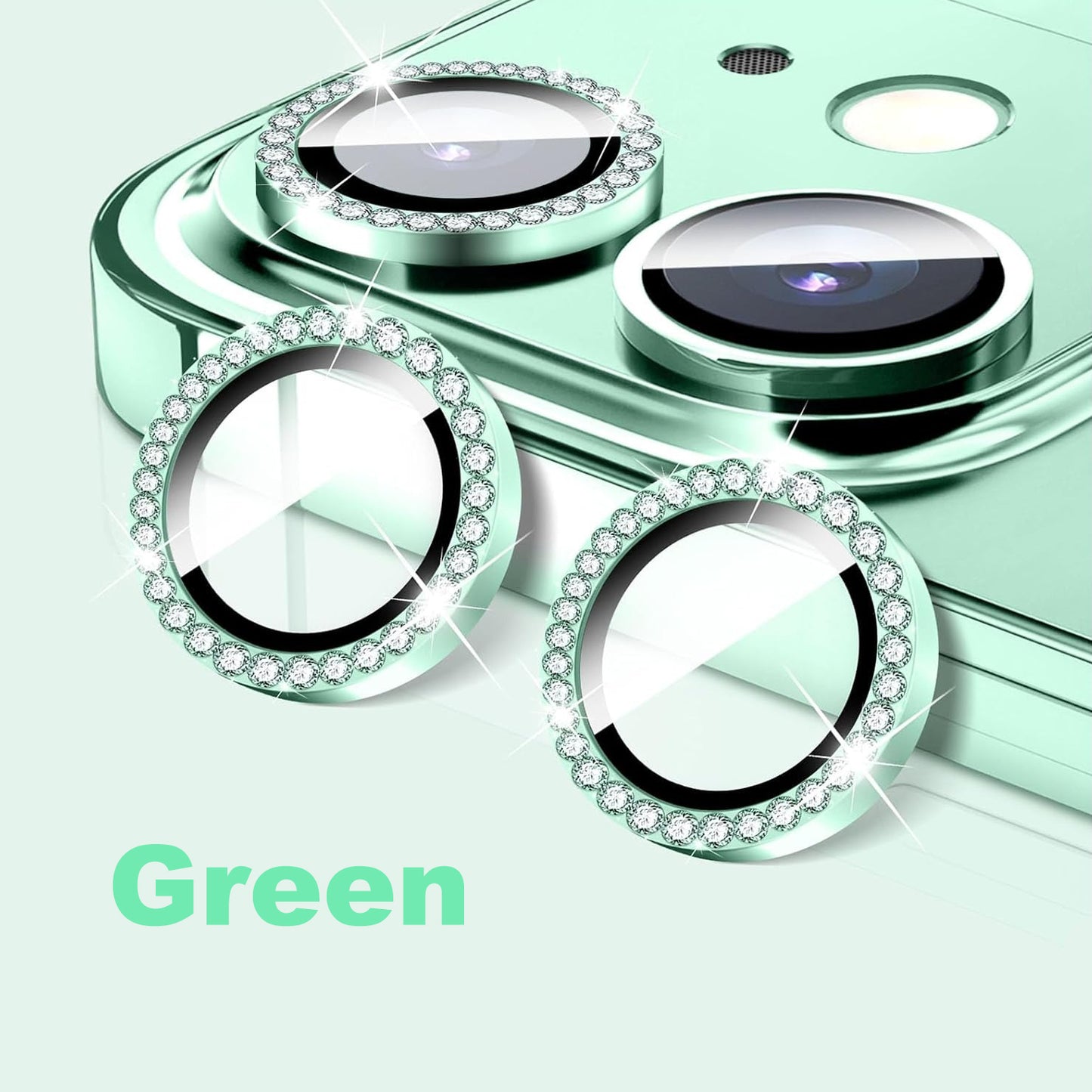 HD Clarity Tempered Glass Camera Lens with Gems for iPhone