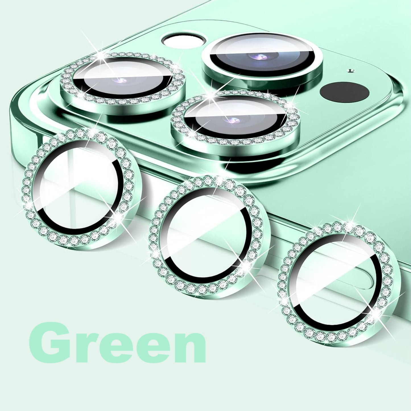 HD Clarity Tempered Glass Camera Lens with Gems for iPhone