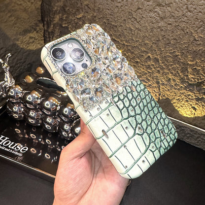 Handmade Bling Rhinestone Crocodile Phone Case Fits All iPhone Models