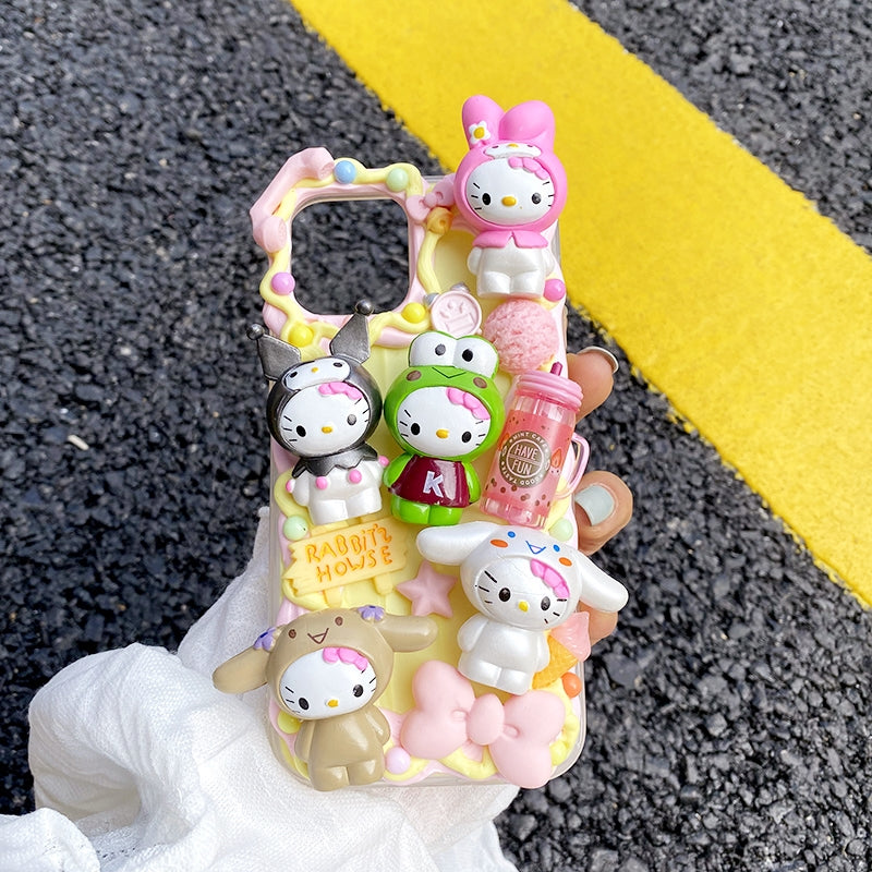Handmade iPhone Case Cute Hello Kitty Decoden Cream Glue Case