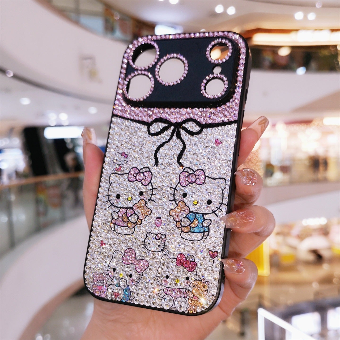 Handmade Bling Rhinestone Clear Hello Kitty iPhone Case