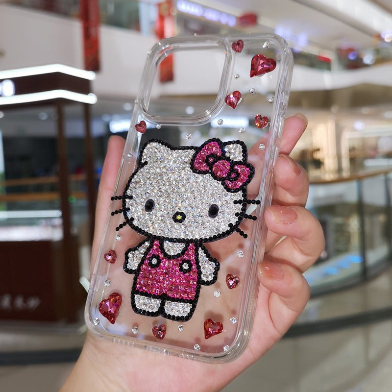 Diy Hello Kitty Rhinestone Phone Case DIY Heavy-duty Rhinestone Phone Case KT Bow Is Diy Hello Kitty Rhinestone Phone Case DIY Heavy-duty Rhinestone Phone Case KT Bow Is