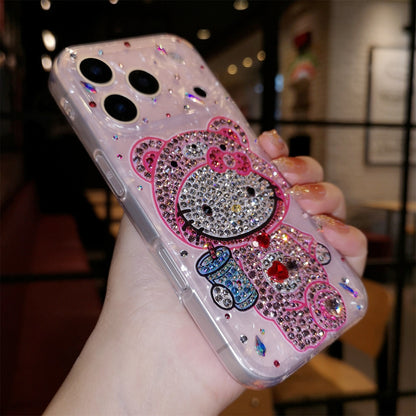 手作りiPhoneケース ラグジュアリー キラキラ オパールラインストーン かわいいハローキティケース