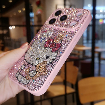 Handmade Bling Rhinestone Pink Hello Kitty & Bear iPhone Case