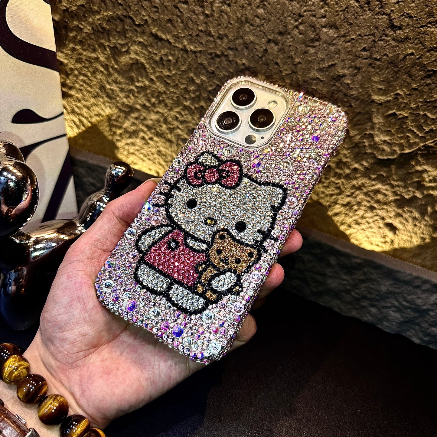 Hello Kitty & Cute Bear Gorgeous Bling Crystal For iPhone Case