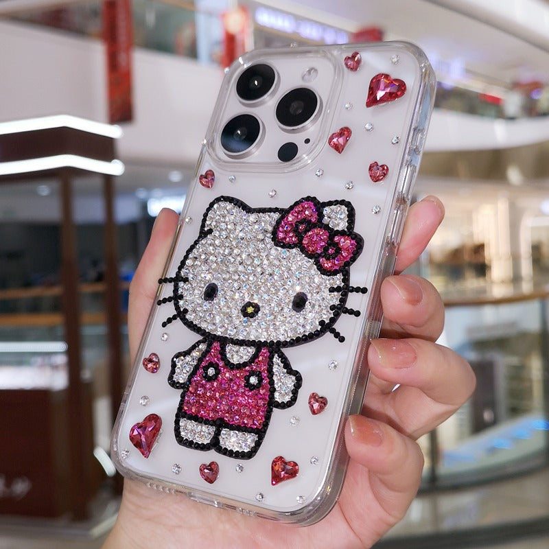 Hello Kitty Gorgeous Bling Heart Crystal For iPhone Case iCase1Shop Hello Kitty Gorgeous Bling Heart Crystal For iPhone Case iCase1Shop