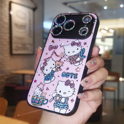 手作りiPhoneケース ラグジュアリー キラキラ オパールラインストーン かわいいハローキティケース