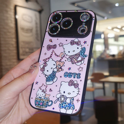 手作りiPhoneケース ラグジュアリー キラキラ オパールラインストーン かわいいハローキティケース