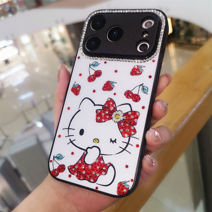 手作りiPhoneケース ラグジュアリー キラキラ オパールラインストーン かわいいハローキティケース
