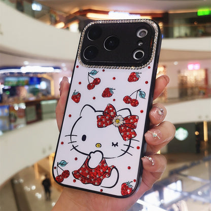 手作りiPhoneケース ラグジュアリー キラキラ オパールラインストーン かわいいハローキティケース