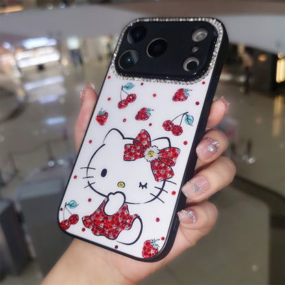 手作りiPhoneケース ラグジュアリー キラキラ オパールラインストーン かわいいハローキティケース