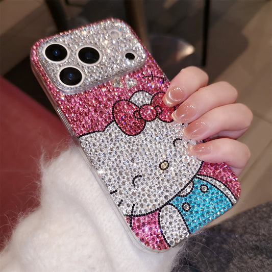 Smiling Hello Kitty Bling Rose Red Rhinestone For iPhone Case