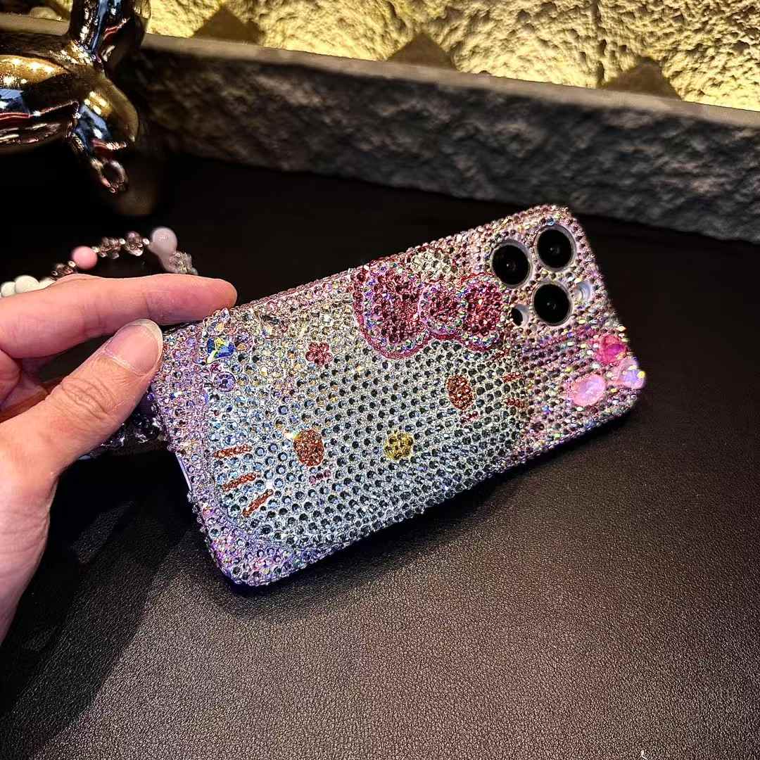 3D Hello Kitty Gorgeous Bling Pink Rhinestones For iPhone Samsung Case