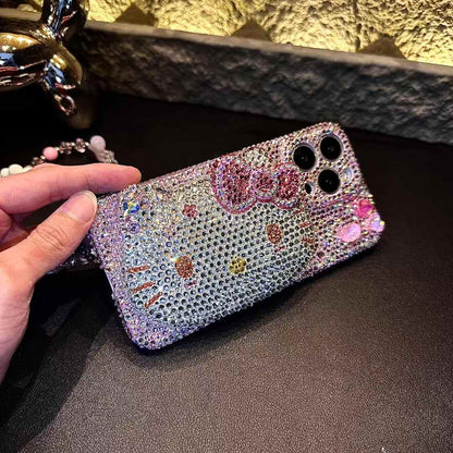 3D Hello Kitty Gorgeous Bling Pink Rhinestones For iPhone Samsung Case