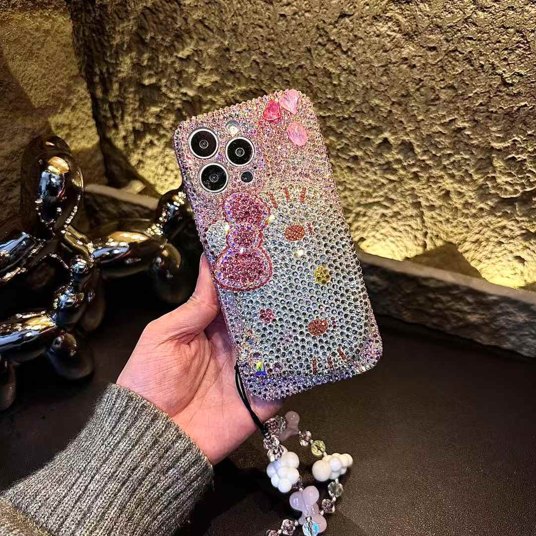 3D Hello Kitty Gorgeous Bling Pink Rhinestones For iPhone Samsung Case