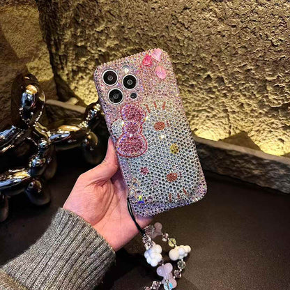 3D Hello Kitty Gorgeous Bling Pink Rhinestones For iPhone Samsung Case