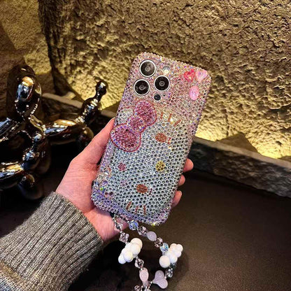 3D Hello Kitty Gorgeous Bling Pink Rhinestones For iPhone Samsung Case