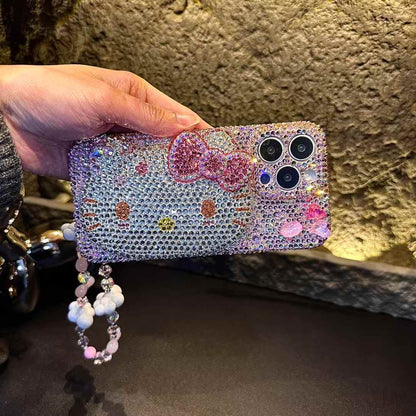 3D Hello Kitty Gorgeous Bling Pink Rhinestones For iPhone Samsung Case