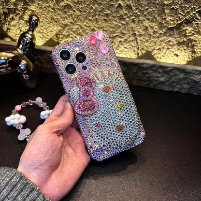 3D Hello Kitty Gorgeous Bling Pink Rhinestones For iPhone Samsung Case