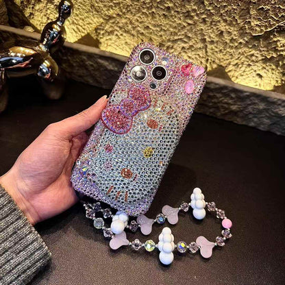 3D Hello Kitty Gorgeous Bling Pink Rhinestones For iPhone Samsung Case