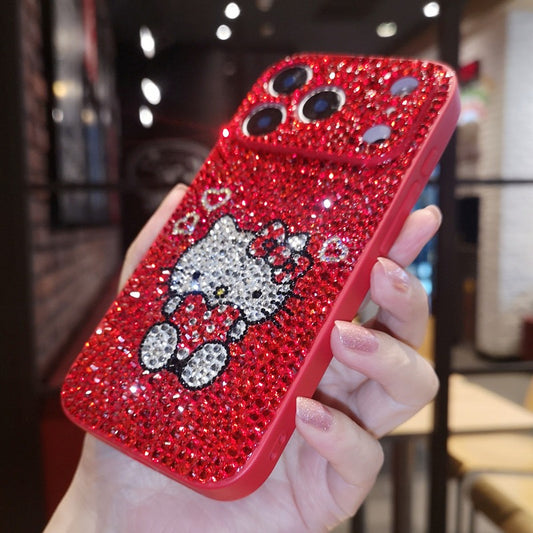 Hello Kitty & Heart Gorgeous Bling Red Rhinestone For iPhone Case