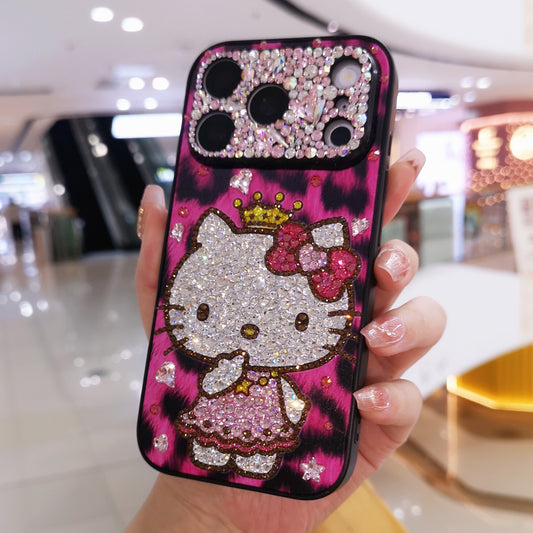 Handmade iPhone Case Minimalism Rhinestone Leopard Hello Kitty Case