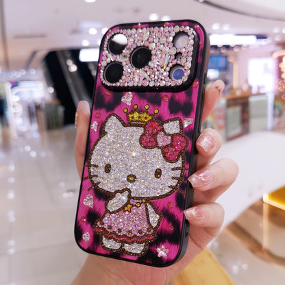 手作りiPhoneケース ラグジュアリー キラキラ オパールラインストーン かわいいハローキティケース