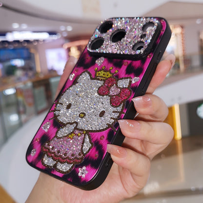 手作りiPhoneケース ラグジュアリー キラキラ オパールラインストーン かわいいハローキティケース