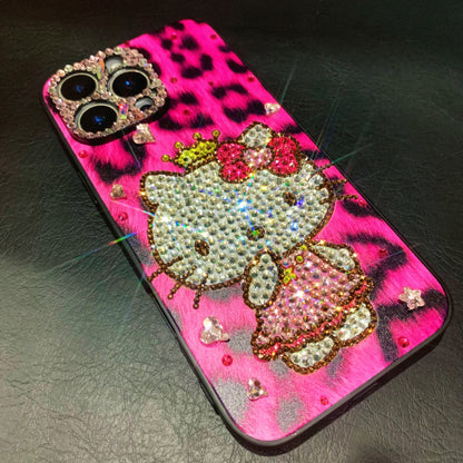 Handmade iPhone Case Minimalism Rhinestone Leopard Hello Kitty Case
