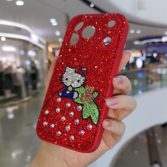 Hello Kitty & Strawberry Gorgeous Bling Red Rhinestone For iPhone Case